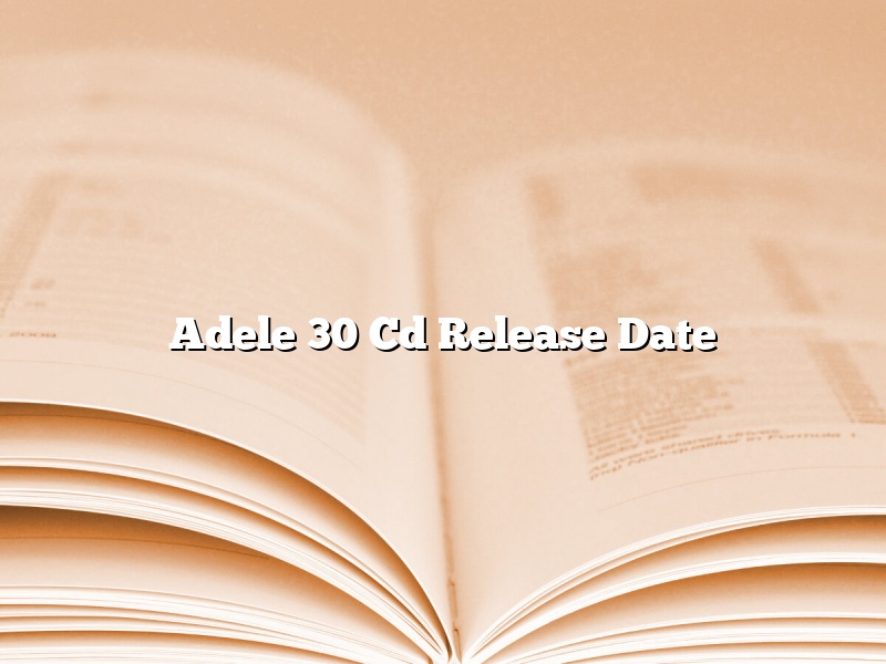 Adele 30 Cd Release Date