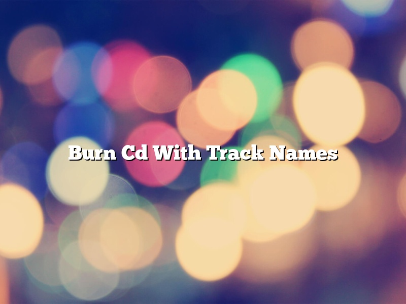 Burn Cd With Track Names