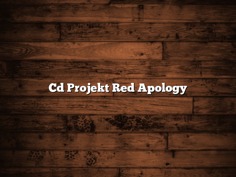 Cd Projekt Red Apology