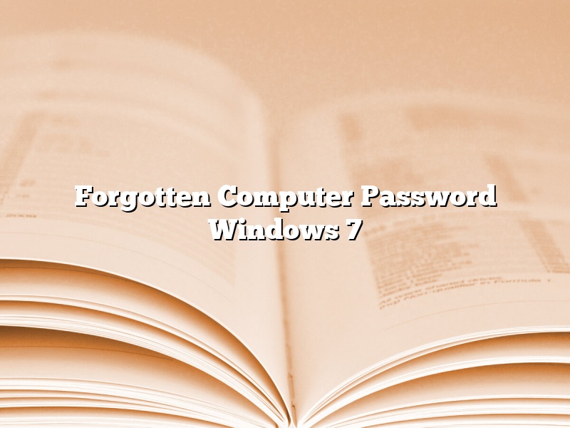 Forgotten Computer Password Windows 7