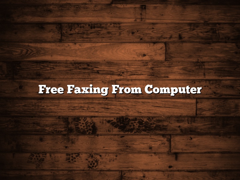 Free Faxing From Computer