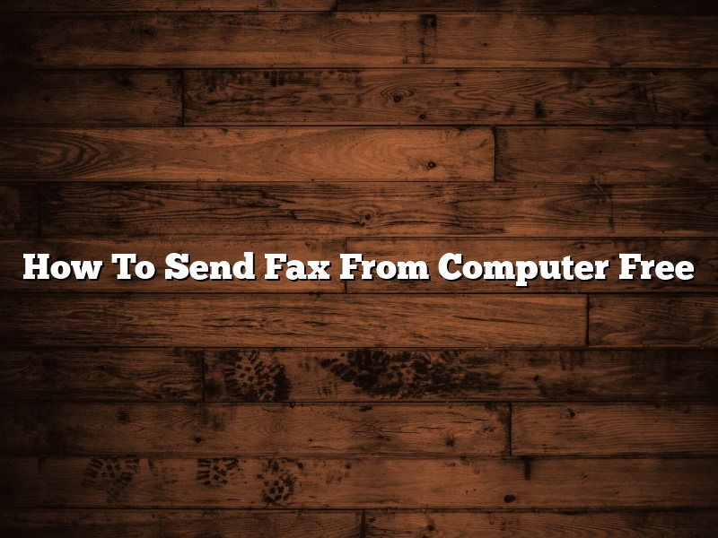 How To Send Fax From Computer Free