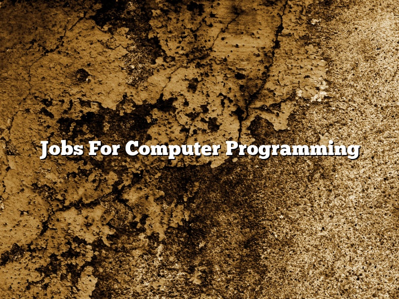 Jobs For Computer Programming
