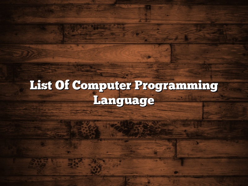 List Of Computer Programming Language