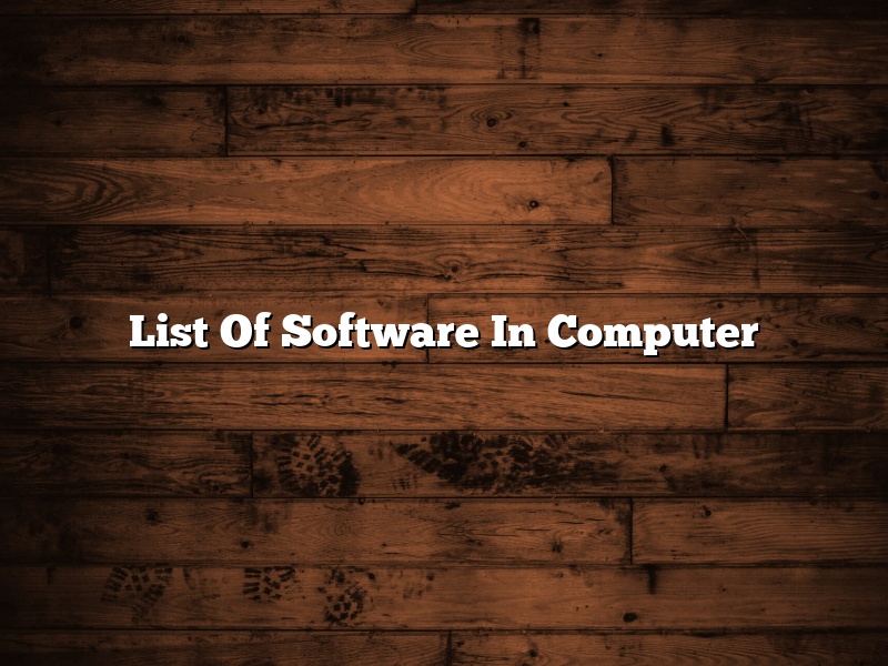 List Of Software In Computer