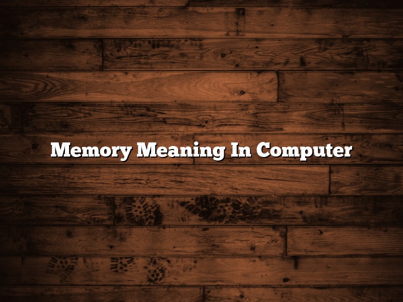Memory Meaning In Computer