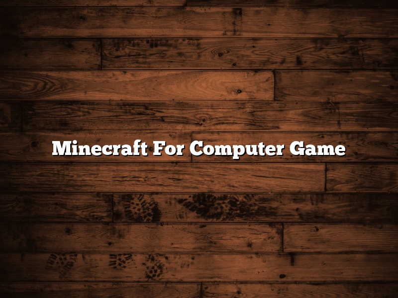 Minecraft For Computer Game