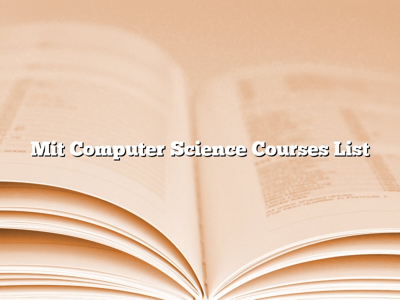 Mit Computer Science Courses List