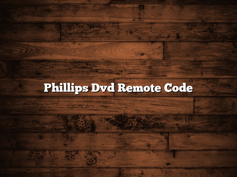 Phillips Dvd Remote Code