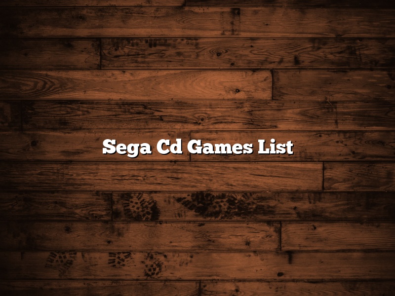 Sega Cd Games List