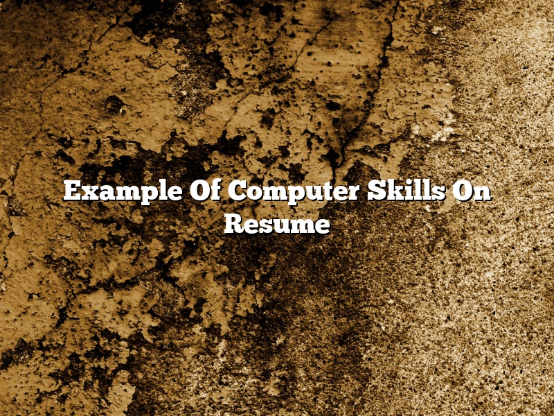 Example Of Computer Skills On Resume